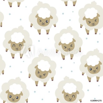 Picture of Vector sheeps for sleeping seamless pattern